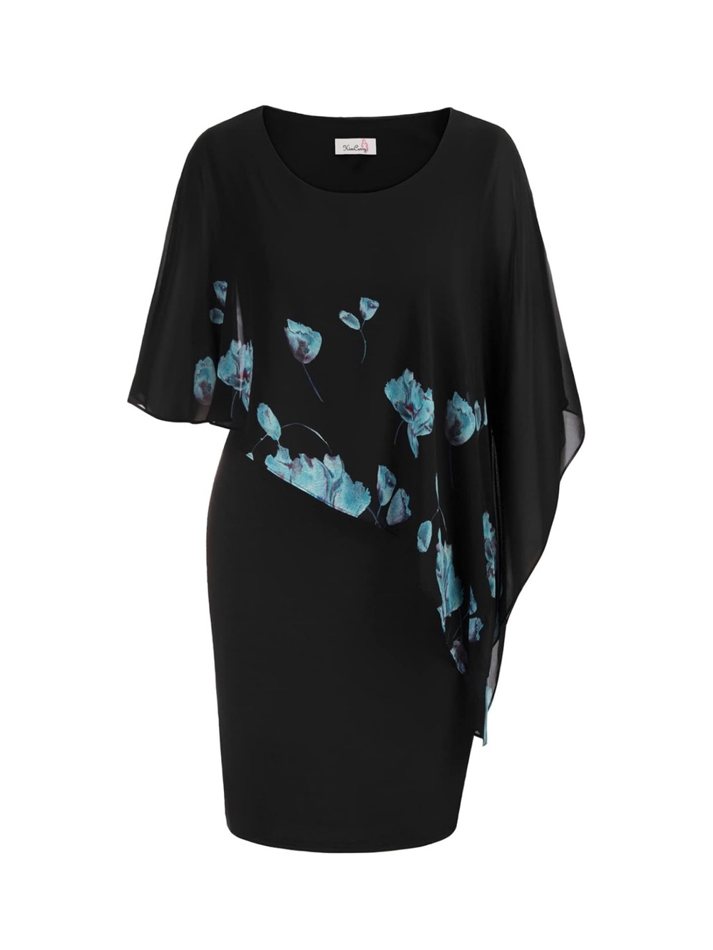Cape Dress for Women Pencil Dress with Chiffon Overlay midi dress 16W
